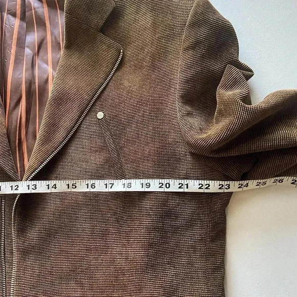 Venezzi Sport Coat L Brown Lined Textured Cosplay Eclectic Zipper Fall Business - Picture 12 of 14
